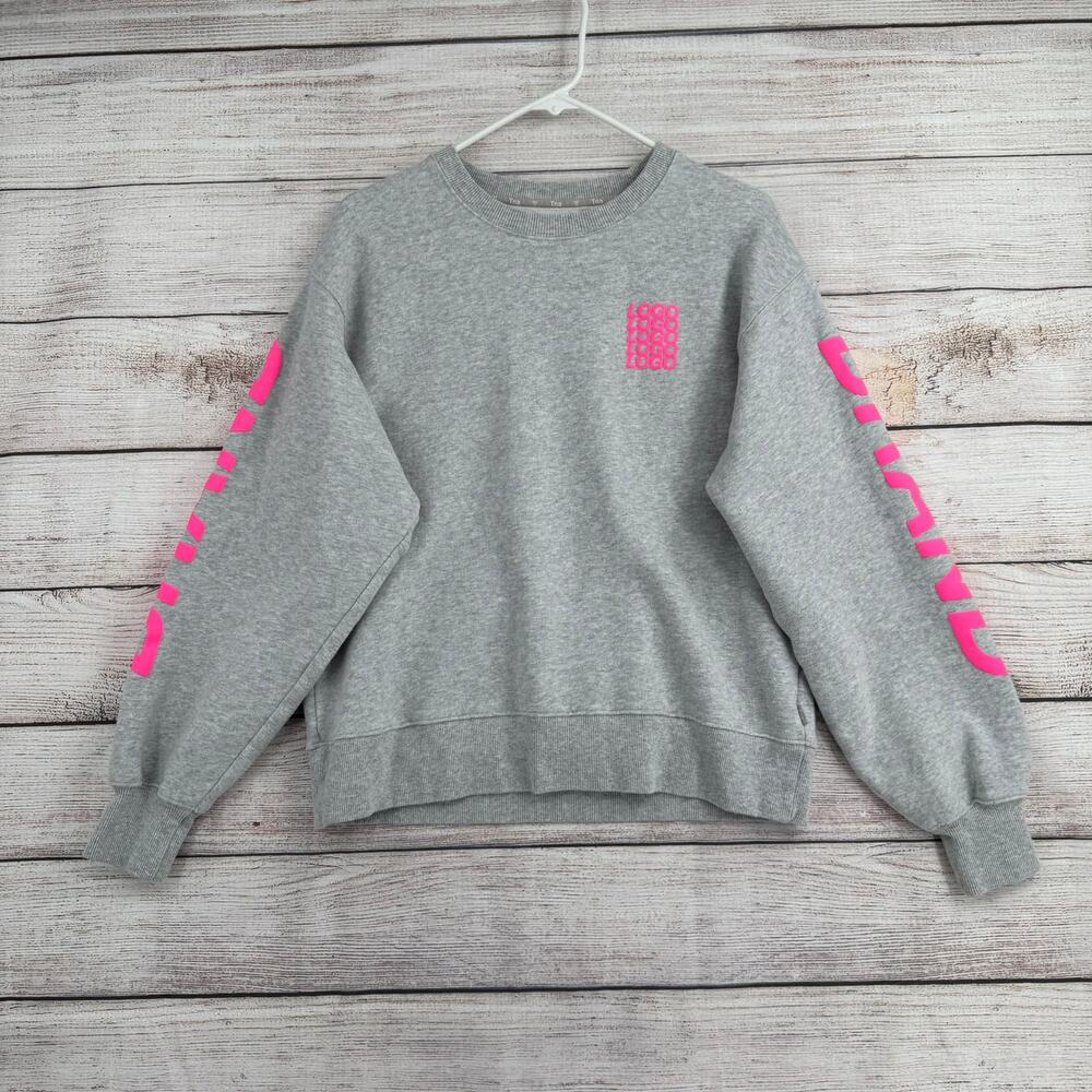 TNA Aritzia LOGO BRAND Crewneck Sweatshirt Womens 1 S/M Heathered Gray‎ Pink